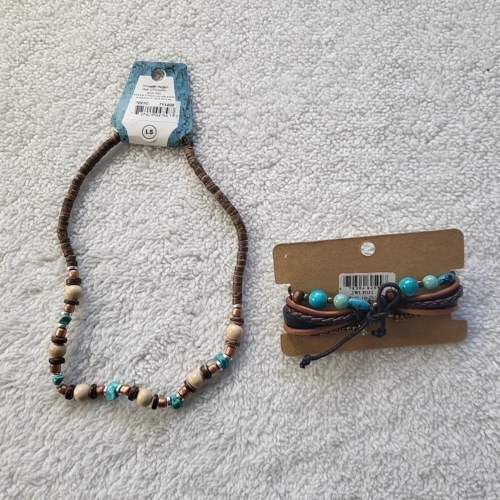 American Legacy Treasures Bracelets and Magnesite Turquoise Beaded Necklace NWT - Picture 4 of 7